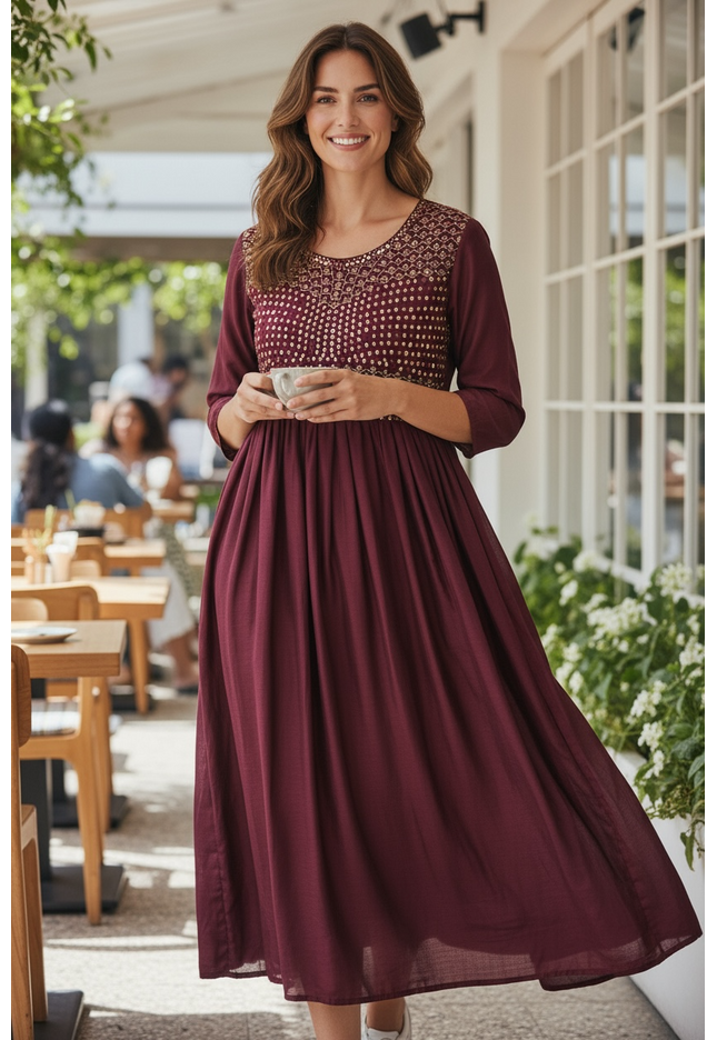 Vichitra silk long kurti