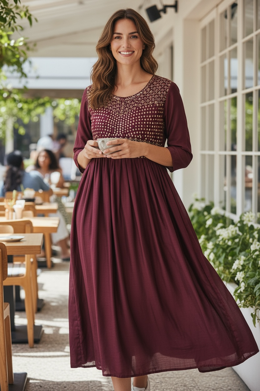 Vichitra silk long kurti