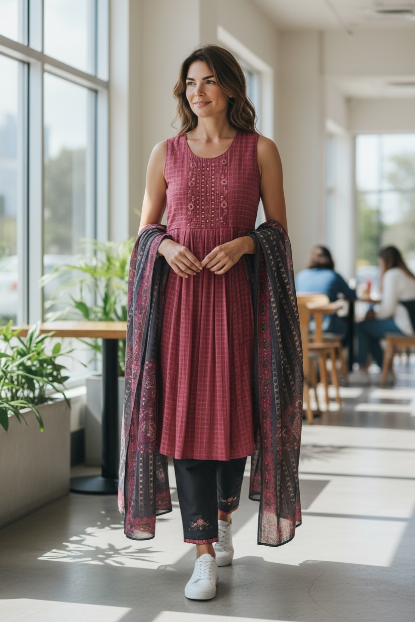 Pure Chiffon kurti set | salwar suit by Kurti Connection USA