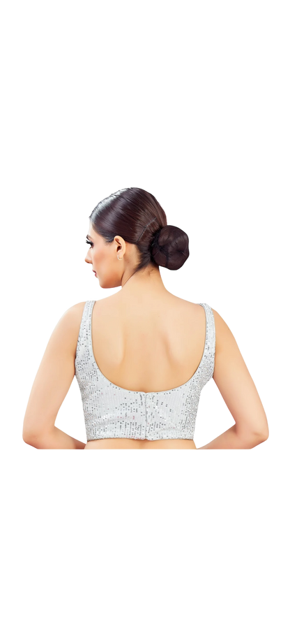 Silver sequin blouse by Kurti Connection USA