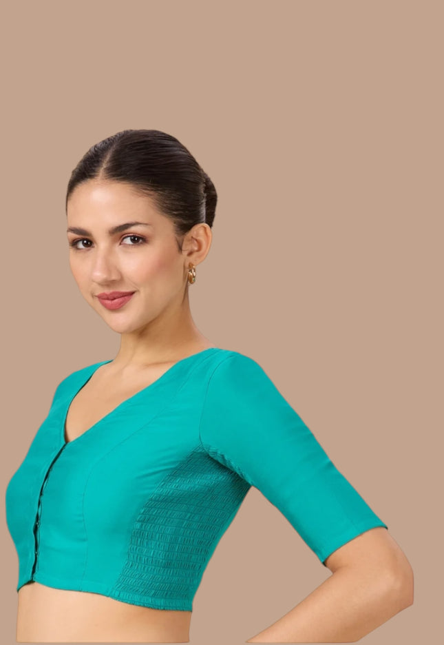 Strechable blouse : teal blue