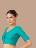 Strechable blouse : teal blue by Kurti Connection USA
