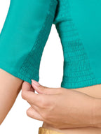 Strechable blouse : teal blue by Kurti Connection USA