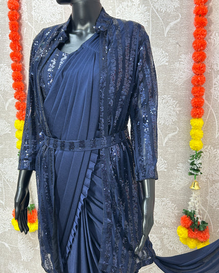 Readymade saree with blouse and shrug - Kurti Connection USA