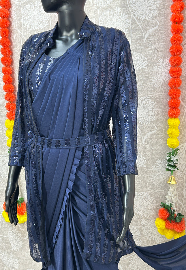 Readymade saree with blouse and shrug - Kurti Connection USA