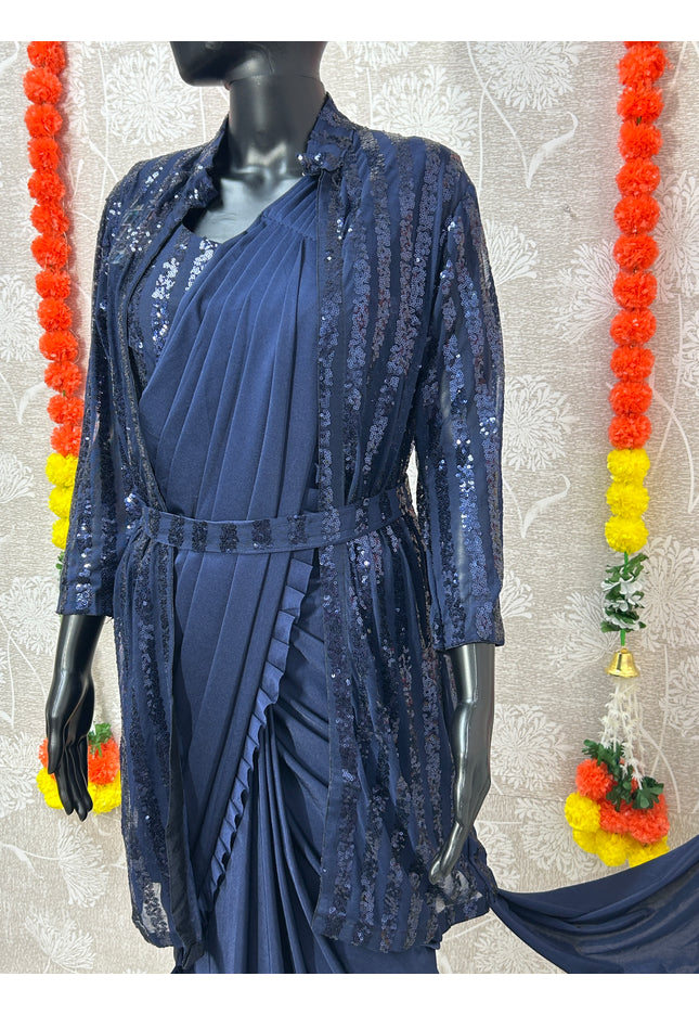 Readymade saree with blouse and shrug - Kurti Connection USA