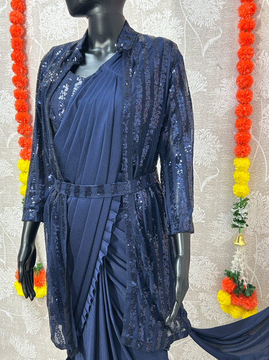 Readymade saree with blouse and shrug