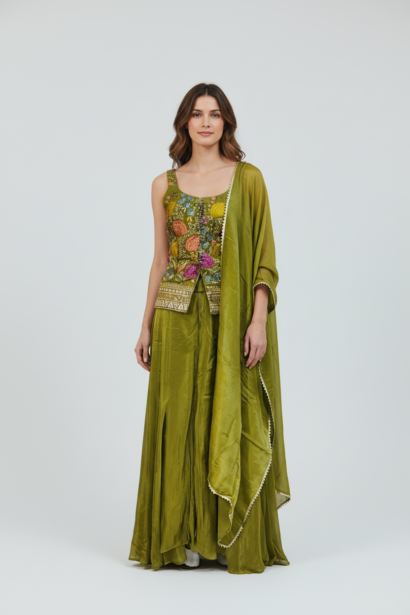 Chinon silk sharara suit by Kurti Connection USA
