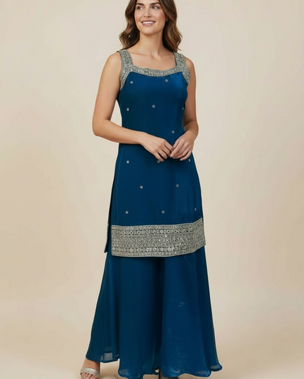 Tissue silk sharara suit