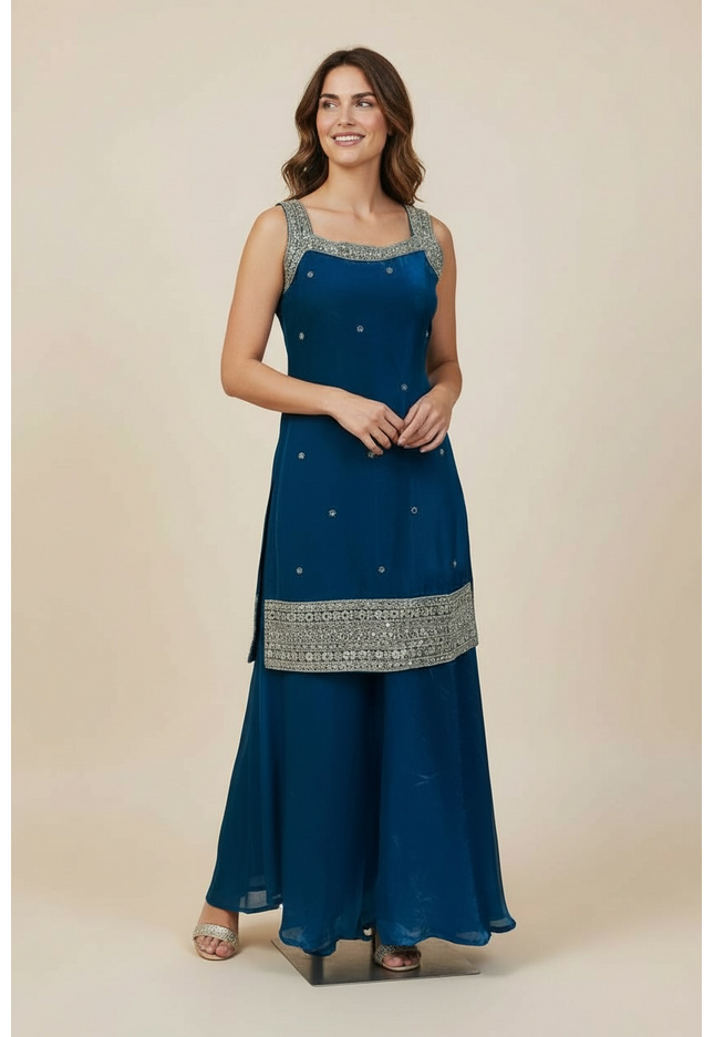 Tissue silk sharara suit