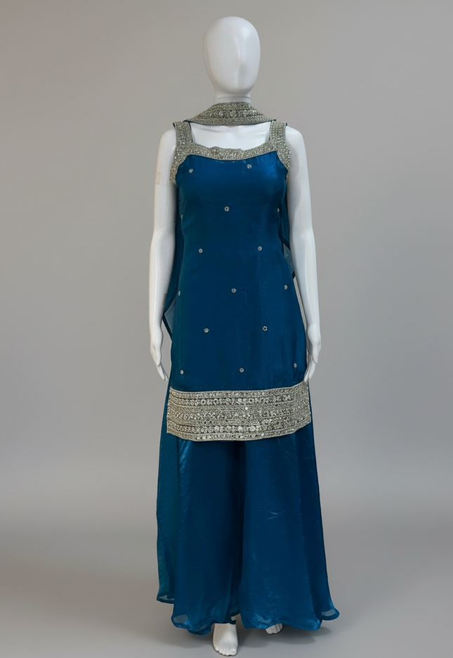 Tissue silk sharara suit