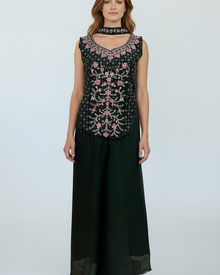 Chiffon crop top plazzo set : Indo western style dress for weddings/ parties