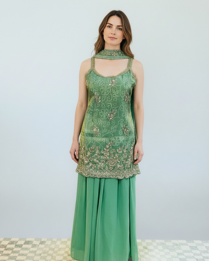 Chiffon silk sharara suit