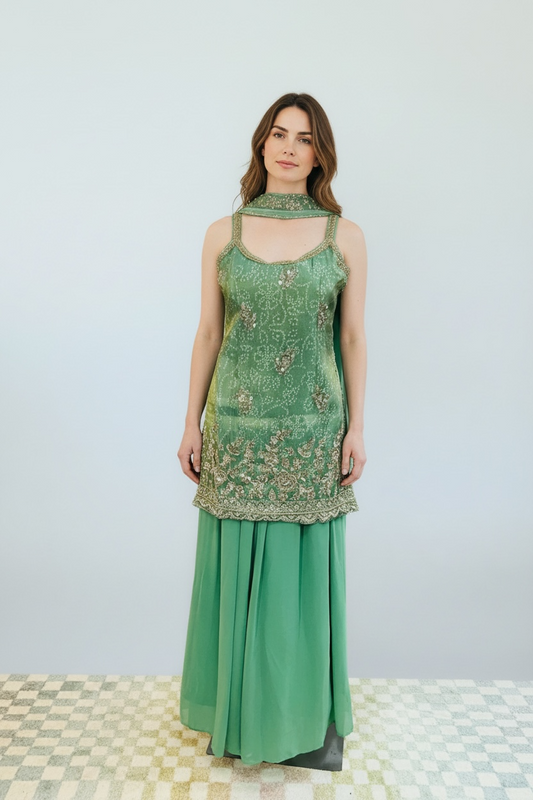 Chiffon silk sharara suit