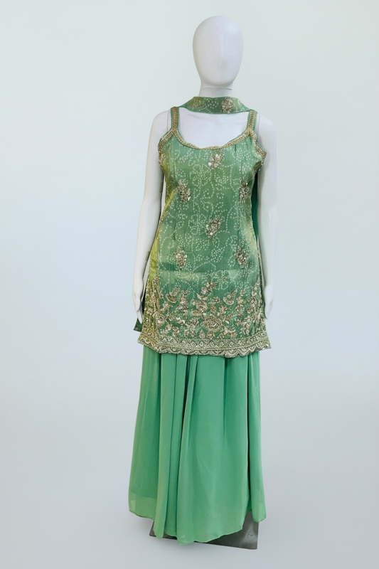 Chiffon silk sharara suit
