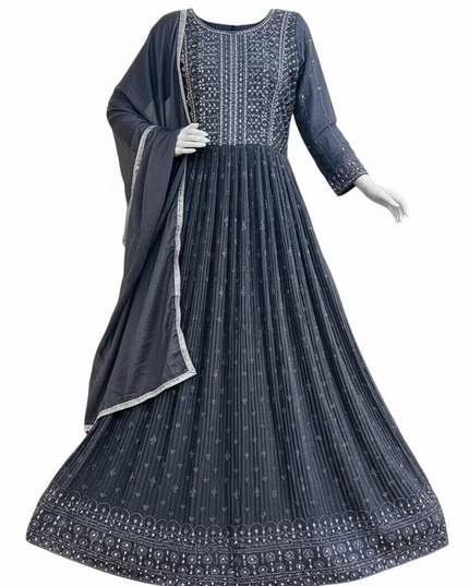 Chiffon Anarkali set : grey