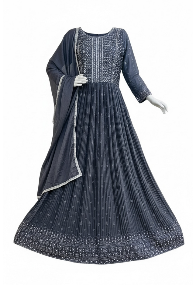 Chiffon Anarkali set : grey