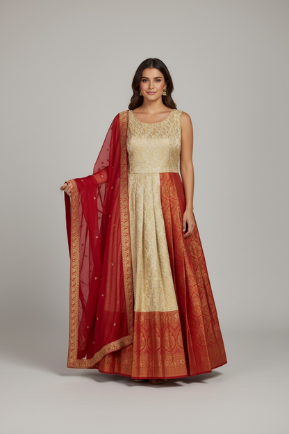 Silk Anarkali dress by Kurti Connection USA