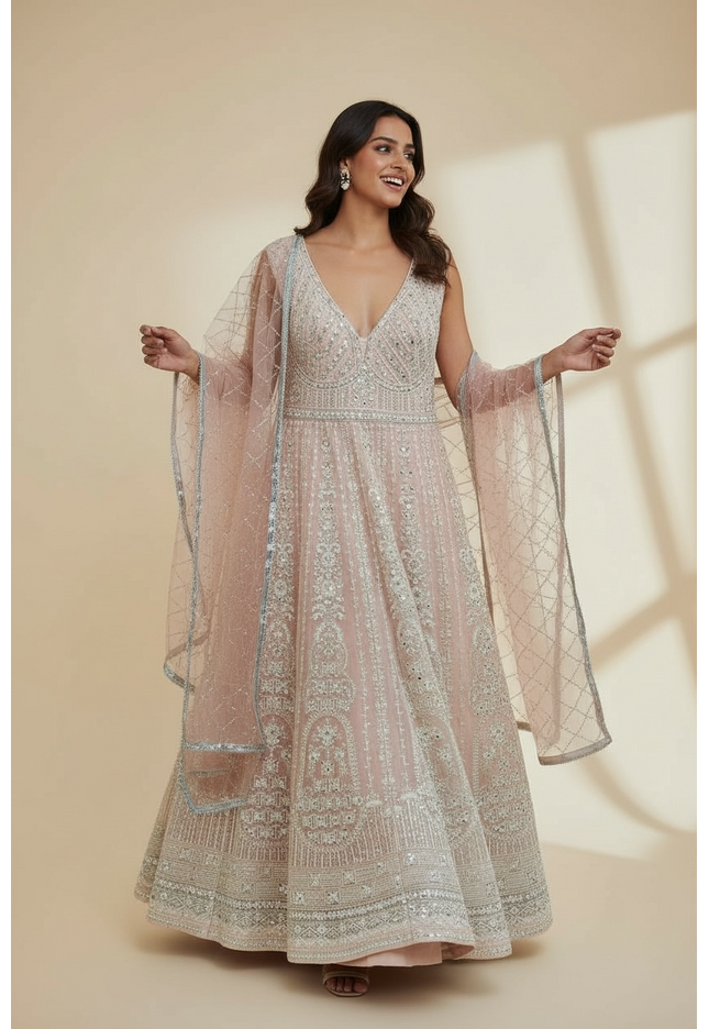 Heavy party wear bridal gown