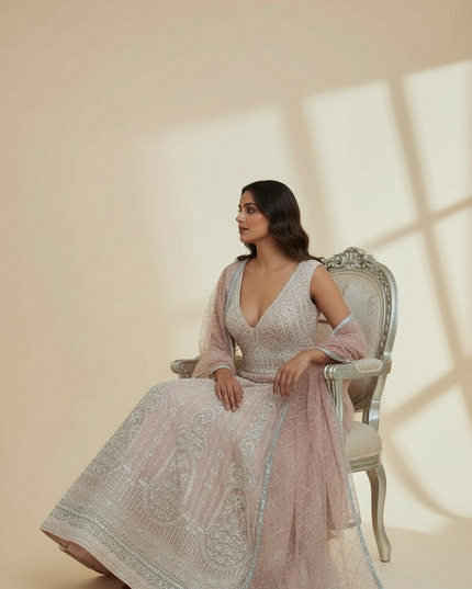 Heavy party wear bridal gown