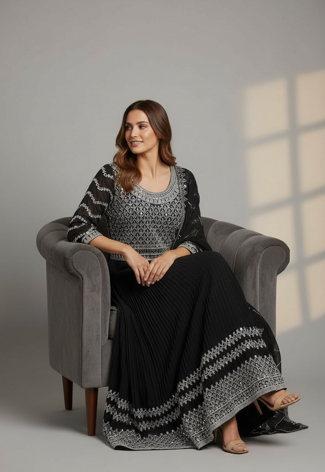 Chiffon Anarkali set