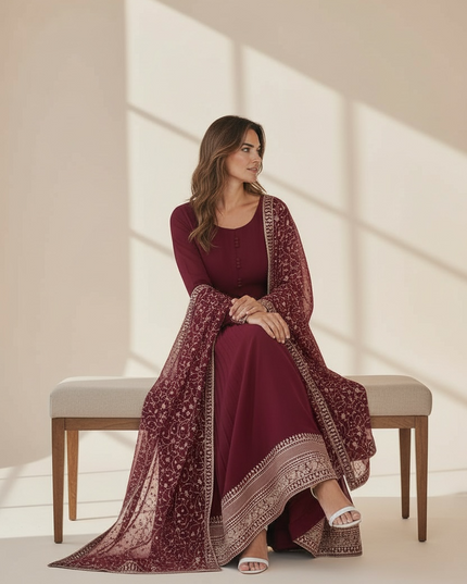 Chiffon long Kurti set : Anarkali