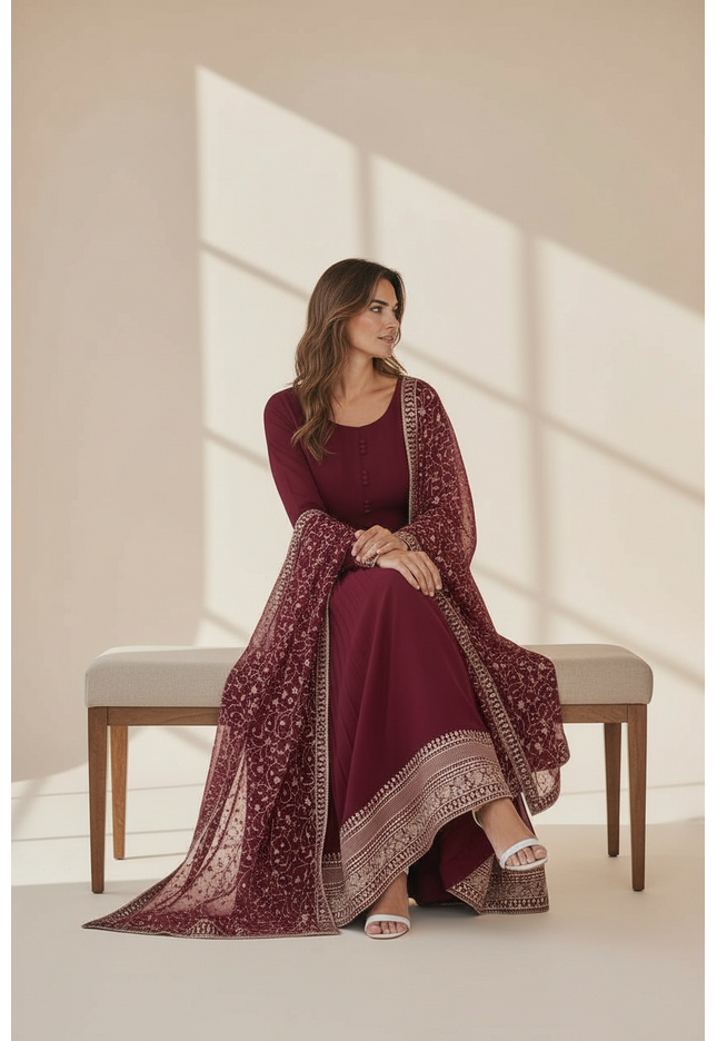 Chiffon long Kurti set : Anarkali