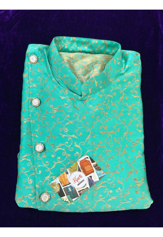 Silk Kurta pajama set : side button pattern
