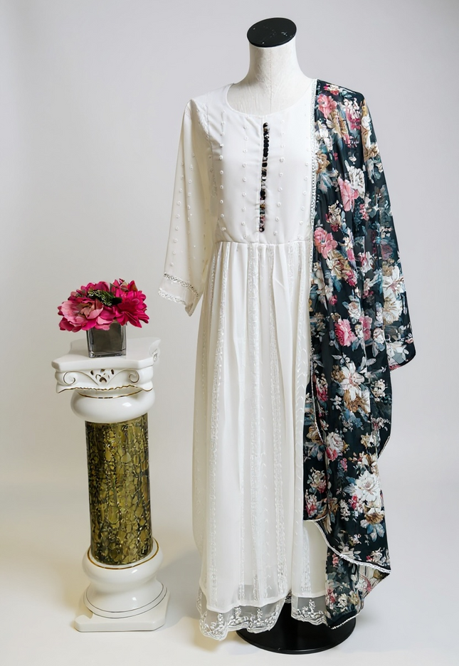 Chiffon long Kurti with dupatta