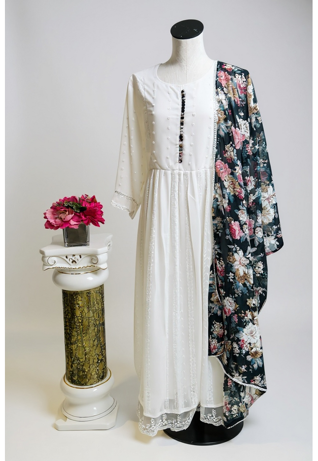 Chiffon long Kurti with dupatta