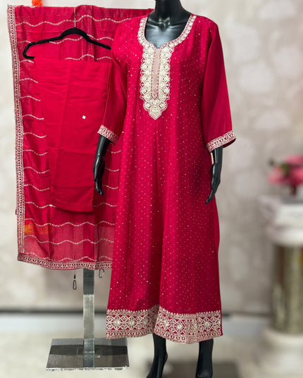 Chinon silk Anarkali set - Kurti Connection USA
