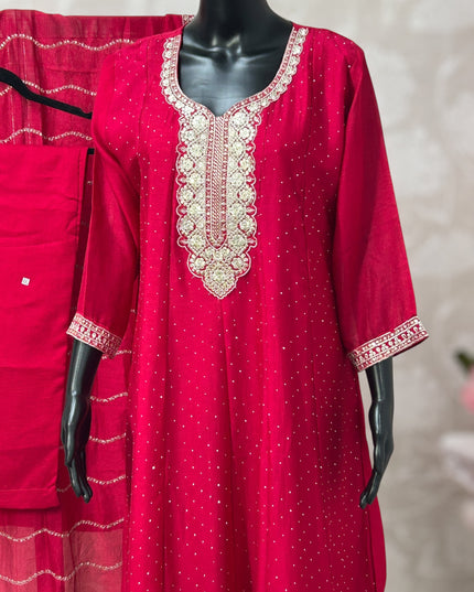 Chinon silk Anarkali set - Kurti Connection USA