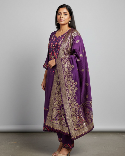 Cotton silk Kurti set with banarasi dupatta