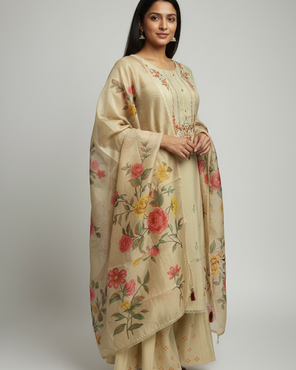 Modal silk kurti sharara set