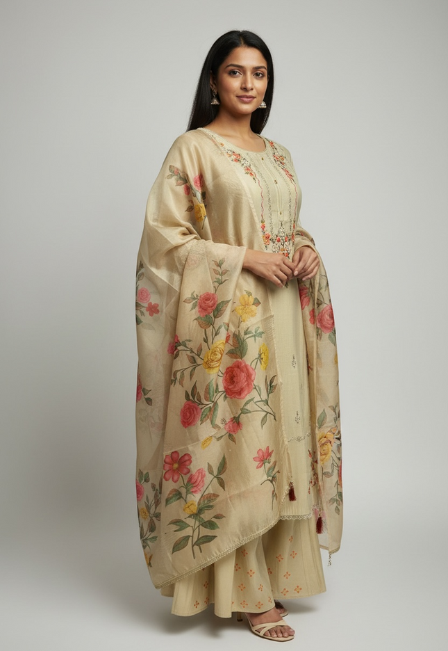 Modal silk kurti sharara set