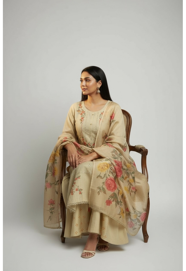 Modal silk kurti sharara set