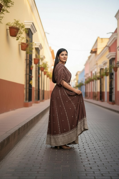 Indo western gown by Kurti Connection USA