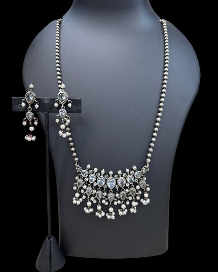 Oxidized silver necklace set - Kurti Connection USA