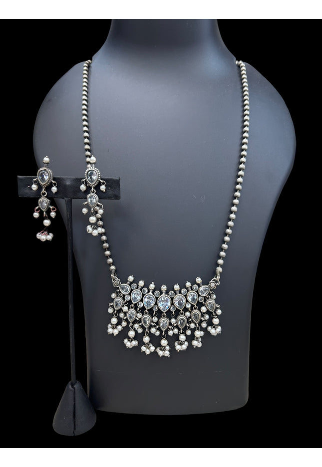 Oxidized silver necklace set - Kurti Connection USA