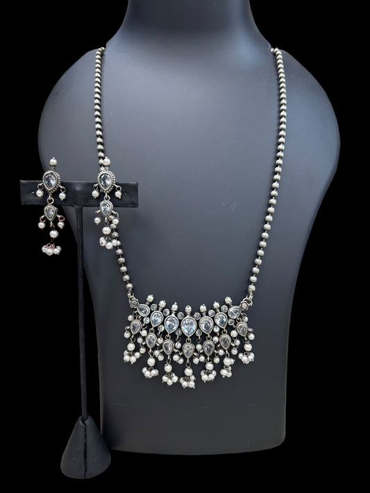 Oxidized silver necklace set