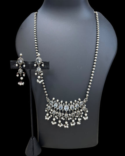 Oxidized silver necklace set - Kurti Connection USA