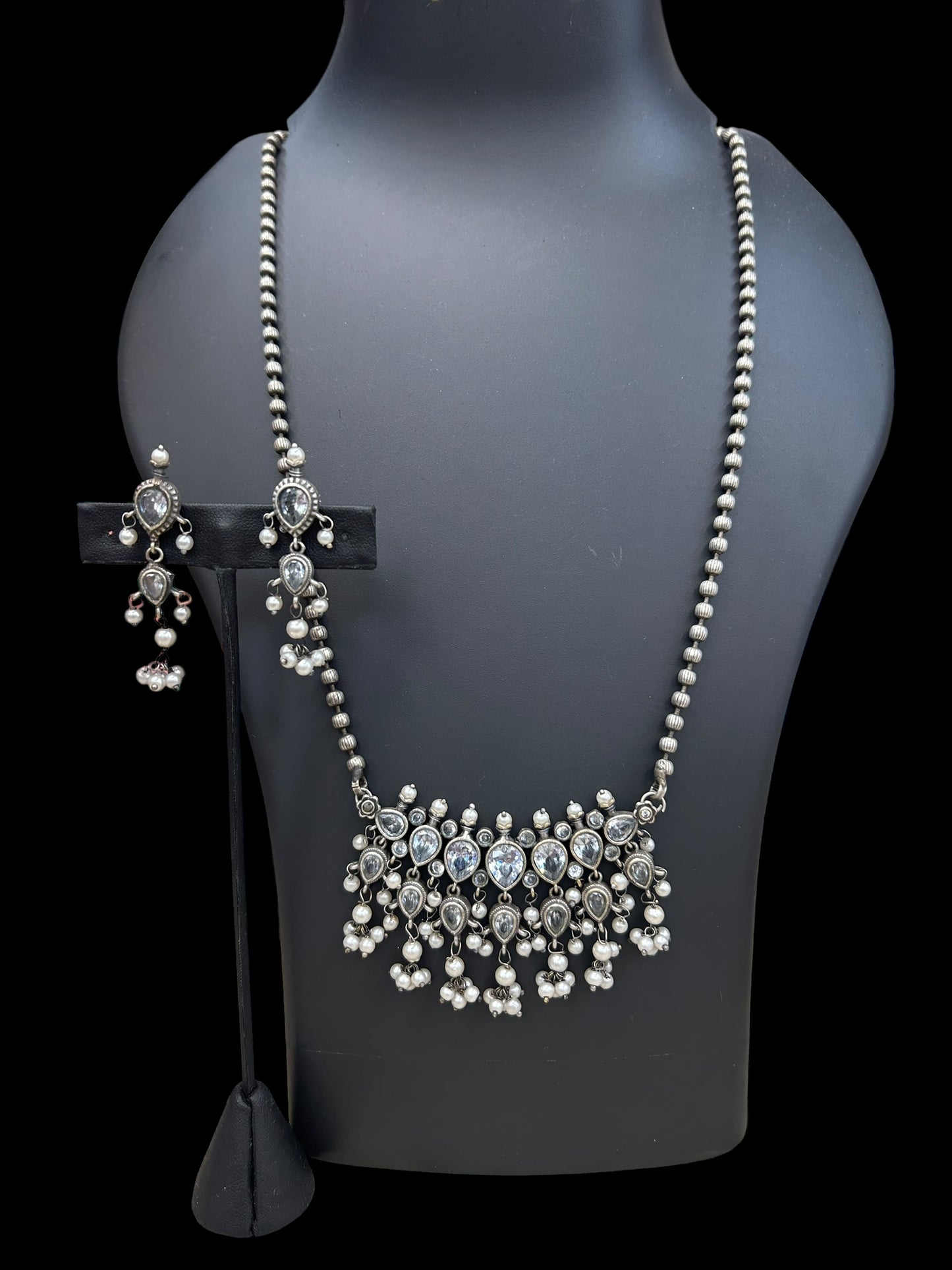 Oxidized silver necklace set