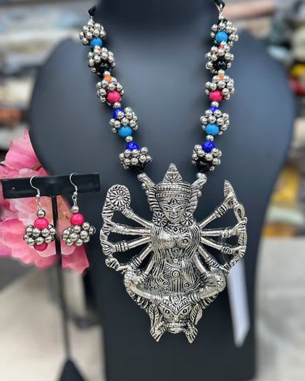 Oxidized silver necklace - Kurti Connection USA