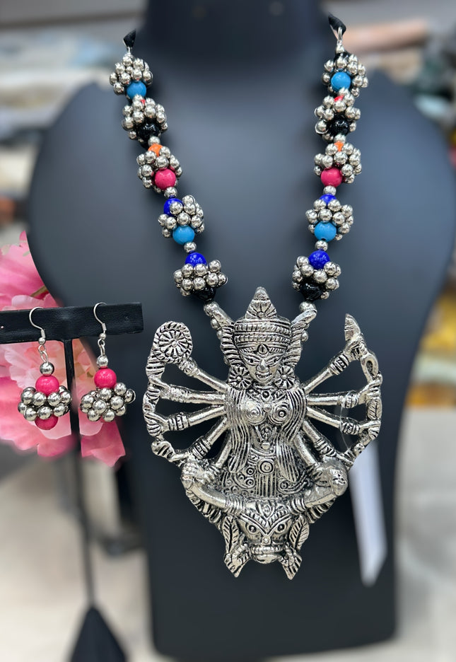 Oxidized silver necklace - Kurti Connection USA