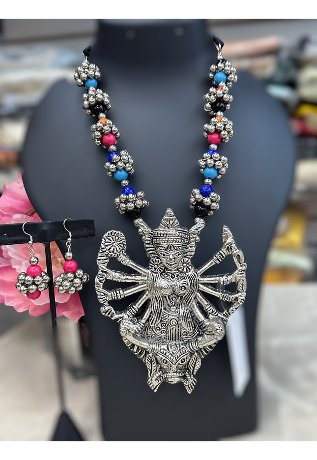 Oxidized silver necklace - Kurti Connection USA