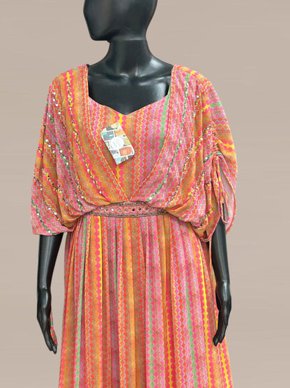 Chiffon long kurti with butterfly sleeves