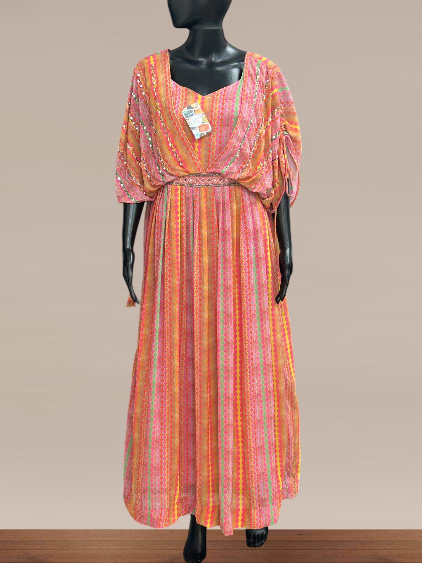 Chiffon long kurti with butterfly sleeves