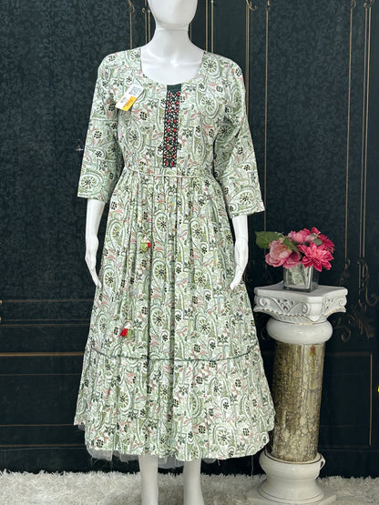 Printed cotton long kurti