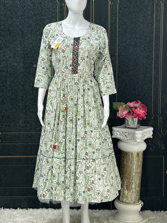 Printed cotton long kurti