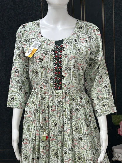 Printed cotton long kurti